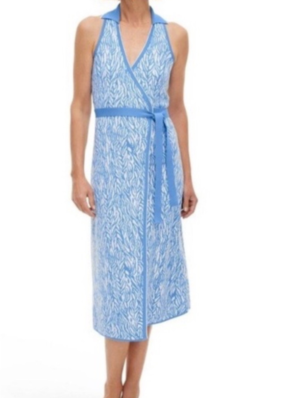 Diane Von Furstenberg Light Blue Knit Sleeveless Dress